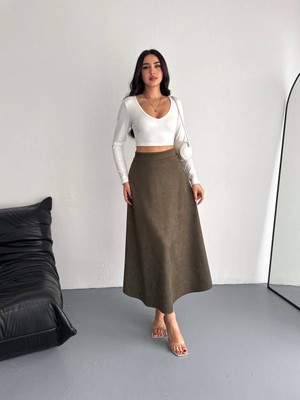 Ozy Fashion Kadın Kışlık Süet Etek UZSÜ007