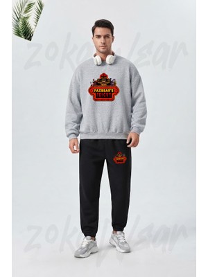 Zoka Wear Fnaf Five Nights V19 Baskılı Gri Siyah Eşofman Takımı