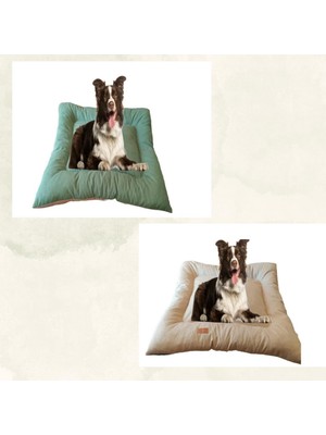 Petty Comfort-Köpek Yatağı Minderi-Orta Irk Köpek Yatağı Minderi-Büyük Irk Köpek Yatağı Minderi-Çift Taraflı-Yıkanabilir-Elyaf Dolgulu-Yerli Üretim (Yeşil/bej, X-Large)