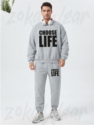 Zoka Wear Choose Life Wham Baskılı Gri Eşofman Takımı