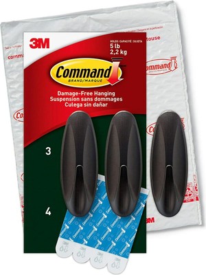 Command Ev Dekoru ve Oda Dekoru Için Dış Mekan Büyük Kancaları, Bronz, 2,3 Kg'a Kadar Tutar, 3 Duvar Kancası, 4 Hava Koşullarına Dayanıklı Command Şerit, Zararsız Süslemeler