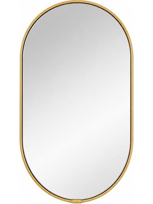 Gold Çerçeveli Dekoratif Duvar Aynası, 30 Cm, Gold Asma Ipli Modern Salon Banyo Antre Makyaj Aynası Altın 28 x 40