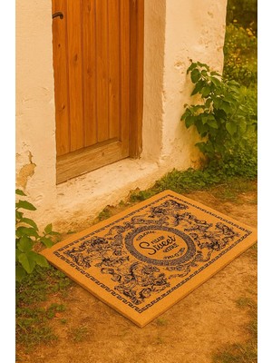 Coco Görünümlü Kaymaz Tabanlı Kapı Önü Paspası 45X70 cm - Dış Mekan, Balkon ve Bahçe Uyumlu Velür Dekoratif Paspas - Welcome/hoş Geldiniz (27YCM260125)