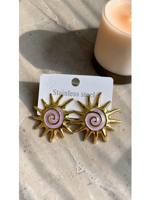 Dore Collection Spiral Detaylı Güneş Formlu Cerrahi Çelik Küpe