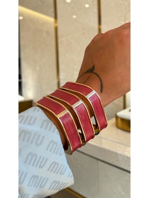 Dore Collection Premium Kare Geometrik Lüks Mineli Kelepçe Bilezik