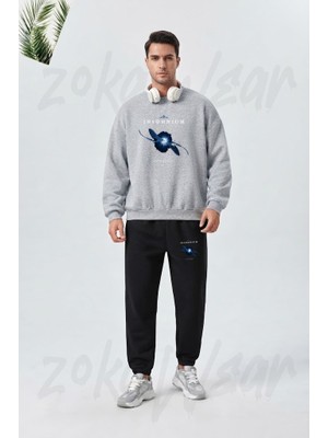 Zoka Wear Insomnium Baskılı Gri Siyah Eşofman Takımı