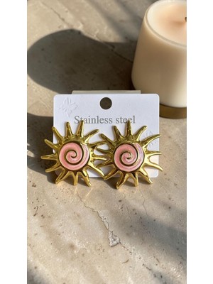 Dore Collection Spiral Detaylı Güneş Formlu Cerrahi Çelik Küpe