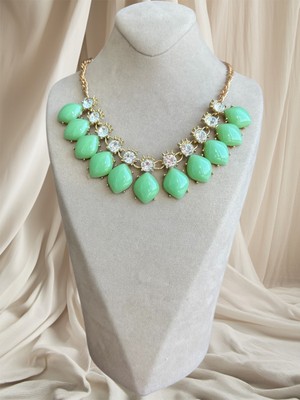 Dore Collection Mint Yeşili Damla Taşlı Iddialı Statement Kolye