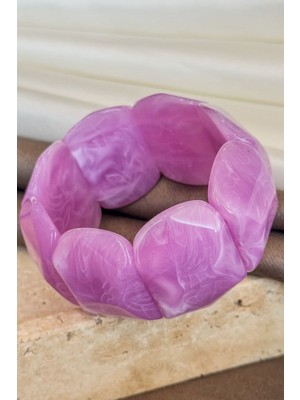 İTHAL Dore Collection Riviera Stone Serisi Handmade Doğal Taş Görünümlü Lastikli Geniş Kadın Bileklik