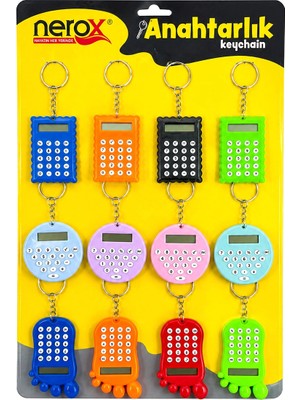 12 Adet Hesap Mak. Anahtarlık Renkli Plastik NRX-4089 BX40