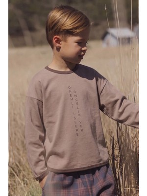 Cigit Geniş Kesim Mevsimlik Uzun Kollu T-Shirt 2-8 Yaş S Vizon