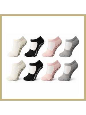Bezos Kaymaz Taban Yoga ve Pilates Çorabı 8'li Kadın, Silikon Tabanlı Nefes Alabilir Bilek Bantlı Çorap, Ev Yoga Pilates Trambolin Umre Için, 4 Renk · Beden: 36-40 · Renk: Çok Renkli 8 Li Za