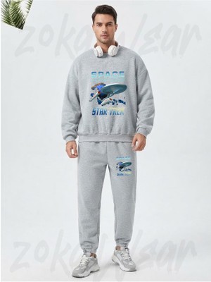 Zoka Wear Star Trek Original Series The Final Frontier Enterprise Portrait Baskılı Gri Eşofman Takımı