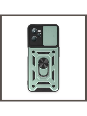 Nexora Living Realme C35 Kılıf Pars Lens Yüzüklü Silikon - Yeşil Nxrlvng