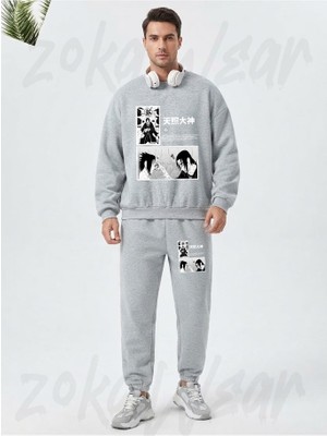 Zoka Wear Uchiha Itachi Naruto Anime Karakter Tasarim6 Baskılı Gri Eşofman Takımı