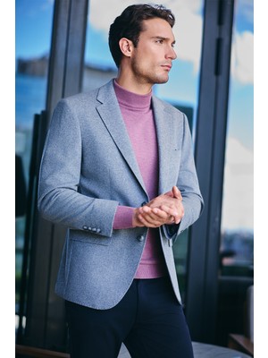 İmza Pembe Yarım Balıkçı Yaka Cepsiz Comfort Fit Classic Pamuklu Triko Kazak 1012255001