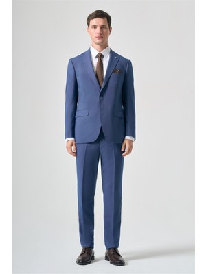 İmza Indigo Mono Yaka 6 Drop Comfort Fit Tam Astar Esnek Takım Elbise 1001265198