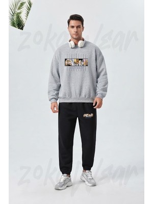 Zoka Wear Espada Anime Bleach Baskılı Gri Siyah Eşofman Takımı