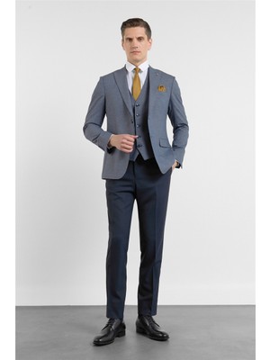 İmza Lacivert Kırlangıç Yaka 6 Drop Slim Fit Tam Astar Esnek Takım Elbise 1001255174