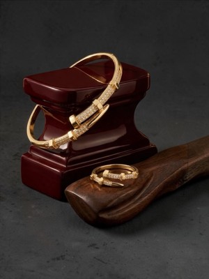 Dore Collection Marka Model Premium Çelik Ikili Kelepçe Yüzük Takı Seti