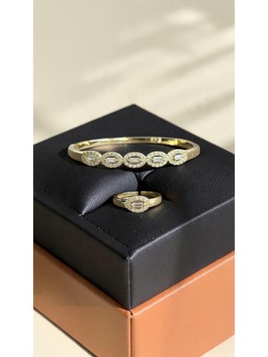 Dore Collection Marka Model Premium Çelik Ikili Kelepçe Yüzük Takı Seti