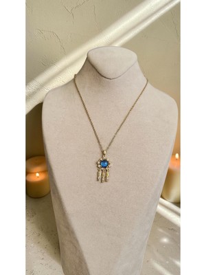 Dore Collection Mavi Taşlı Düş Kapanı Figürlü Kolye