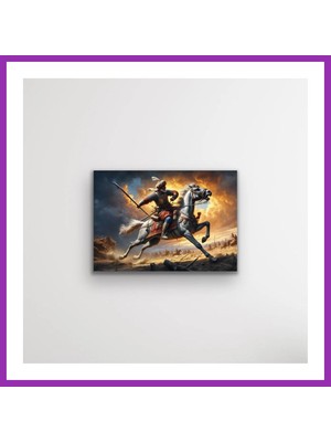 Salmore Atlı Osmanlı Askeri Kanvas Tablo 70X100CM Bty