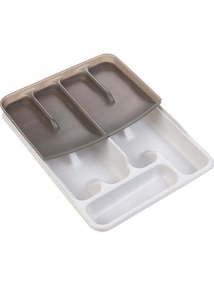 Odea Tr Moonstar Çekmece Içi Kaşıklık Çift Katlı 10GÖZLÜ Çatal Bıçak Organızer 40X30CM-KSET169 Krem