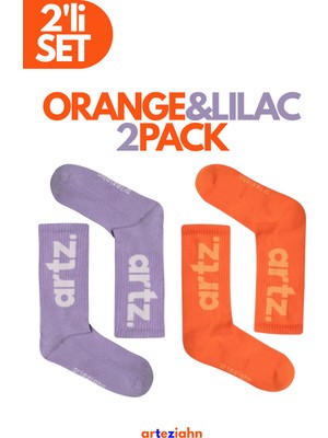 Arteziahn Essentials Turuncu & Lila Spor & Lifestyle Havlu Taban Organik Pamuklu 2'li Çorap Seti