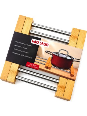 Metal Nihale Bambu Ayaklı Ayarlanabilir Tencere Altlığı 21X22 - 21X34 cm BX-316857