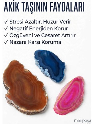 Mariposa Joyas Akik Taşı 3'lü Dilim Set