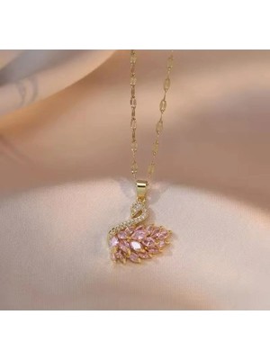 DMR Accessoire 316 L Çelik Kararmaz Solmaz Kuğu Model Kolye Swan Kolye