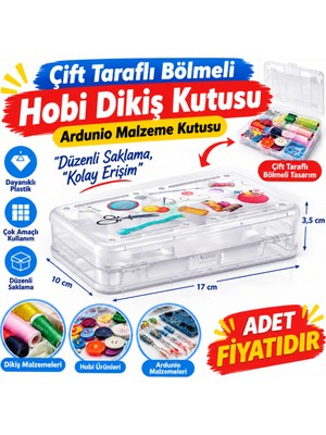 Sepetopia Çift Taraflı Bölmeli Hobi Dikiş Kutusu Ardunio Malzeme Kutusu(Adet Fiyatıdır)