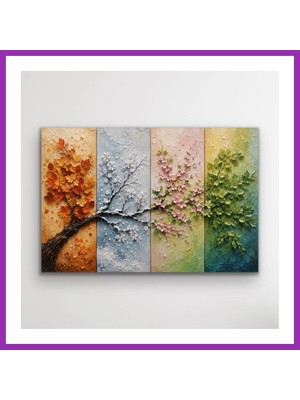 Salmore 4 Mevsim Ağaç Kanvas Tablo 60X90 cm Bty