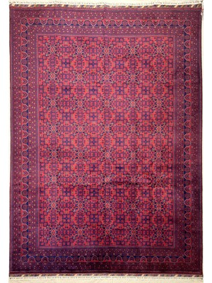 El Dokuma Afgan Halı 12  Metre Biljik Desenli Kök Boya 296 x 404  cm