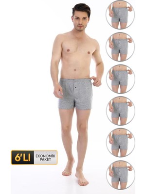 Çift Kaplan Erkek Penye Gri Boxer 805 6'lı Ekonomik Paket