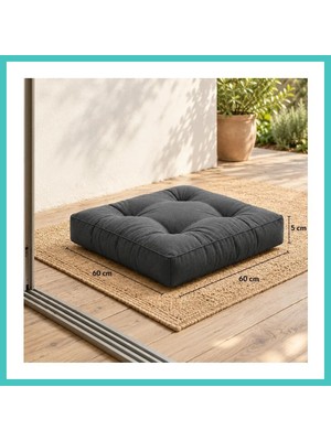 Ny Joy Kapitone Kare Yer Minderi · 60 × 60 × 5 cm | Antrasit | Dış Mekân Nyjoybz
