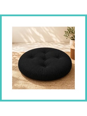 Ny Joy Kapitone Yuvarlak Yer Minderi · 60 × 60 × 8 cm | Siyah | Iç Mekân Nyjoybz