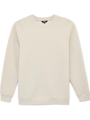 Mythriva Regular Fit Uzun Kollu Waffle Dokulu Bisiklet Yaka Sweatshirt