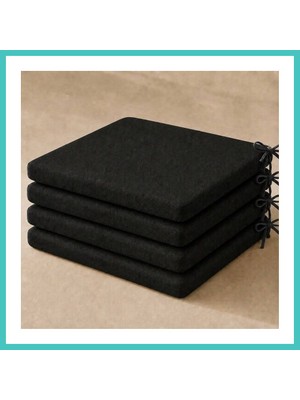 Ny Joy 4’lü Düz Bağcıklı Sandalye Minderi · 40 × 40 × 4 cm | Siyah | 40 × 40 × 4 cm · 4 Adet Nyjoybz