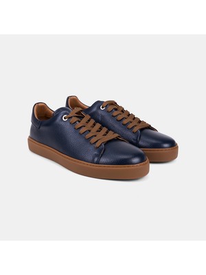 Desa Erkek Lacivert Bağcıklı Günlük Dokulu Deri Sneaker