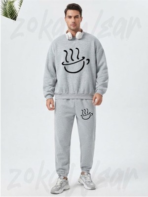 Zoka Wear K-On Houkago Tea Time Logo Baskılı Gri Eşofman Takımı