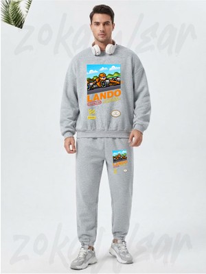 Zoka Wear Lando Norris 2024 Formula 1 F1 Videogame Baskılı Gri Eşofman Takımı