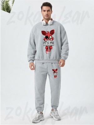 Zoka Wear Fnaf Five Nights At Freddys Foxy Fox Baskılı Gri Eşofman Takımı