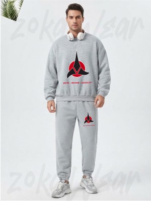 Zoka Wear The Original Series Duty Honor Loyalty Klingon Logo Baskılı Gri Eşofman Takımı