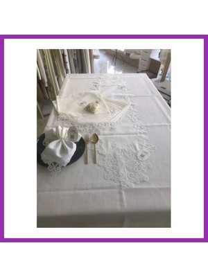 Salmore Sofra Takımı 26 Parça Anna Model Yemek Takımı Örtüsü Dertsiz 160 x 260 cm Masa Örtüsü Bty