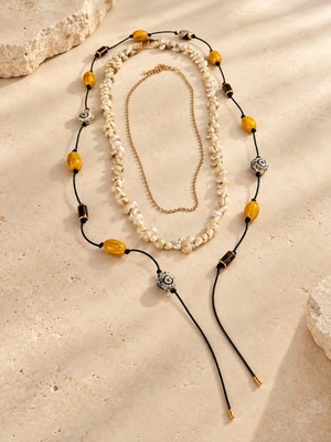 Bijux By Mrv Midye Kabuk Temalı 3lü Set Kolye