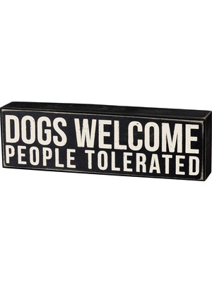 Zemira Primitives By Kathy 19133 Kelime Kutusu Işareti, 10X3, Dogs Welcome, Siyah