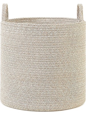 Zemira Textile Bej Kırçıllı Pamuklu Halat Sepet 40 x 40 cm