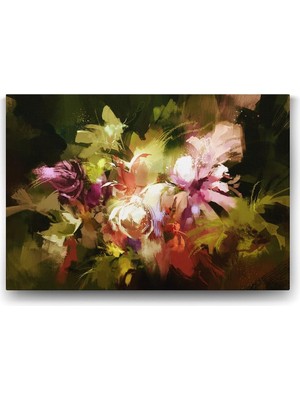 Zemira Tabloshop Soyut Çiçekler Buketi - 90X60CM